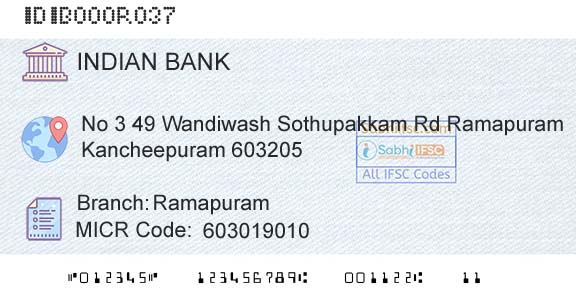 Indian Bank RamapuramBranch 