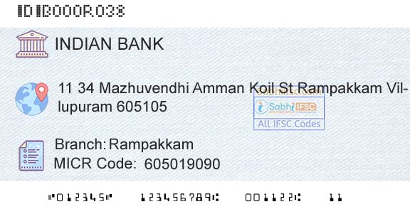 Indian Bank RampakkamBranch 