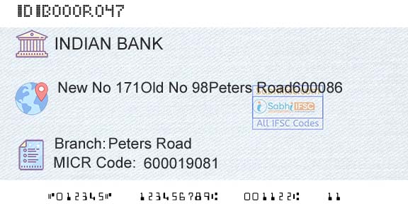 Indian Bank Peters RoadBranch 