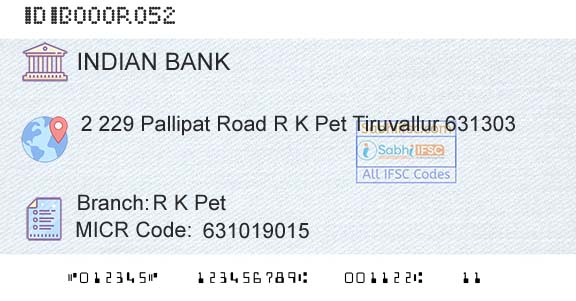 Indian Bank R K PetBranch 