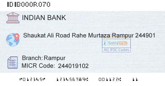 Indian Bank RampurBranch 