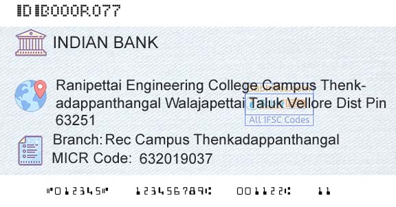 Indian Bank Rec Campus ThenkadappanthangalBranch 