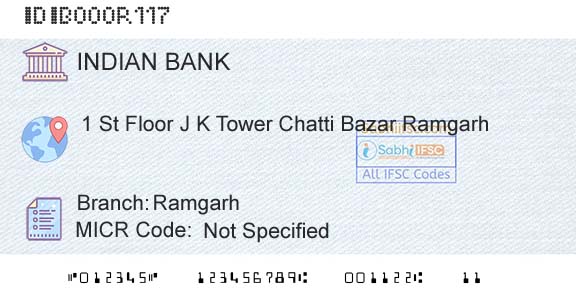 Indian Bank RamgarhBranch 
