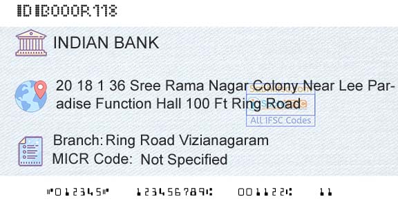 Indian Bank Ring Road VizianagaramBranch 