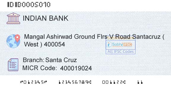 Indian Bank Santa CruzBranch 