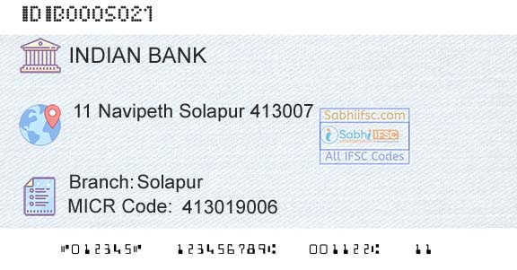 Indian Bank SolapurBranch 