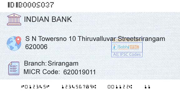 Indian Bank SrirangamBranch 