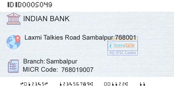 Indian Bank SambalpurBranch 