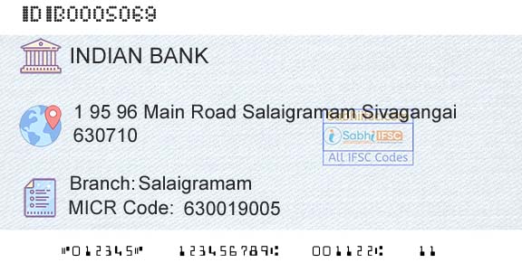 Indian Bank SalaigramamBranch 