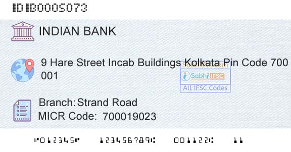 Indian Bank Strand RoadBranch 