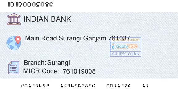 Indian Bank SurangiBranch 