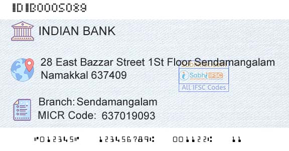 Indian Bank SendamangalamBranch 