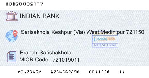 Indian Bank SarishakholaBranch 