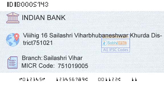 Indian Bank Sailashri ViharBranch 