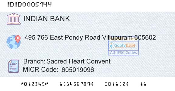 Indian Bank Sacred Heart ConventBranch 