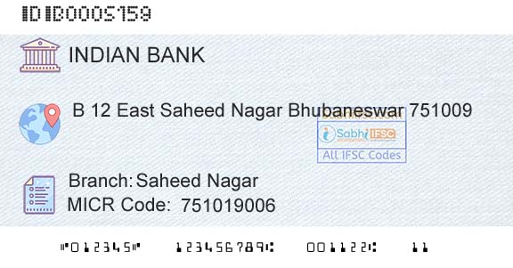 Indian Bank Saheed NagarBranch 