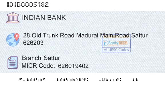Indian Bank SatturBranch 