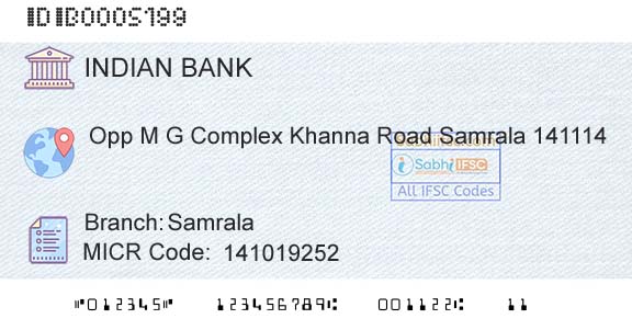 Indian Bank SamralaBranch 