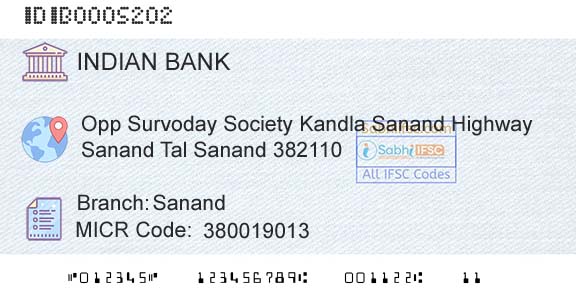 Indian Bank SanandBranch 