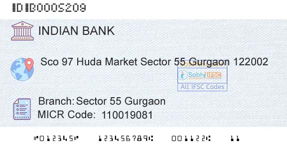 Indian Bank Sector 55 GurgaonBranch 