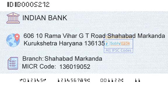 Indian Bank Shahabad MarkandaBranch 