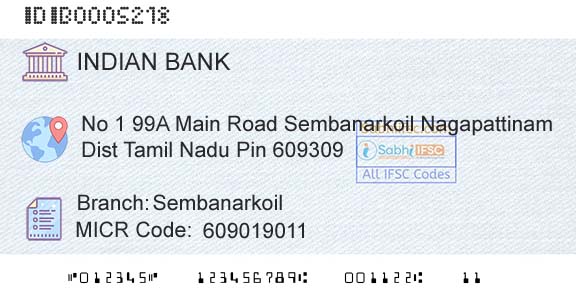 Indian Bank SembanarkoilBranch 