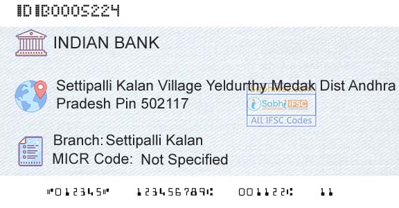 Indian Bank Settipalli KalanBranch 