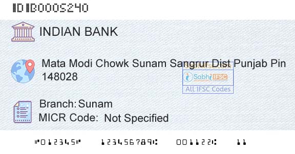 Indian Bank SunamBranch 