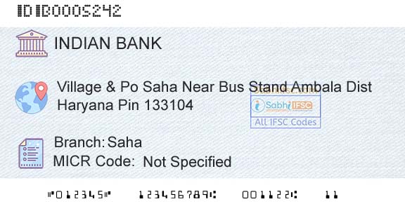 Indian Bank SahaBranch 
