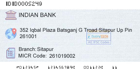 Indian Bank SitapurBranch 