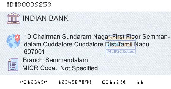 Indian Bank SemmandalamBranch 
