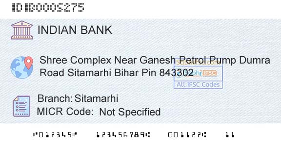 Indian Bank SitamarhiBranch 