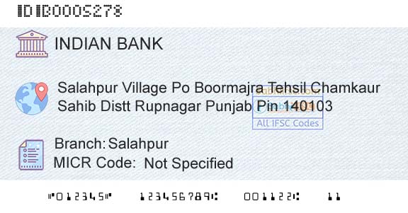 Indian Bank SalahpurBranch 