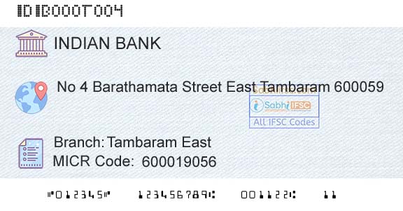 Indian Bank Tambaram EastBranch 