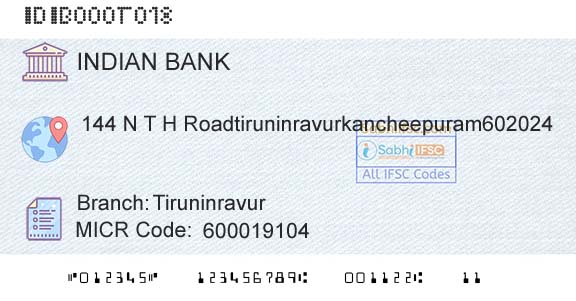 Indian Bank TiruninravurBranch 