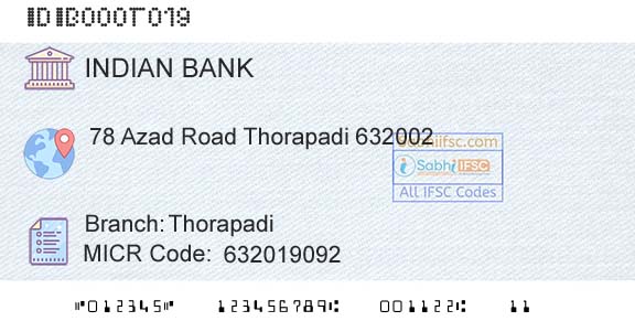Indian Bank ThorapadiBranch 