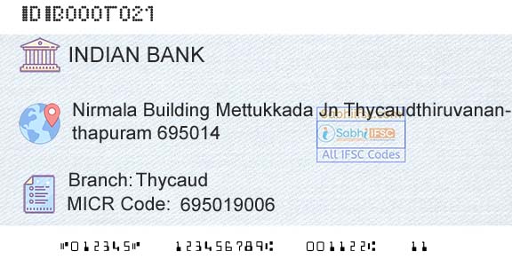 Indian Bank ThycaudBranch 