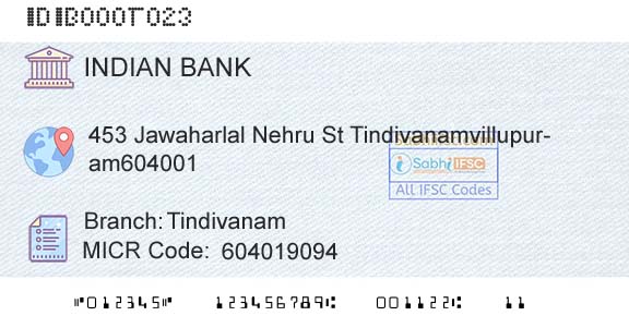 Indian Bank TindivanamBranch 