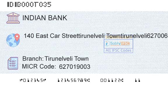 Indian Bank Tirunelveli TownBranch 