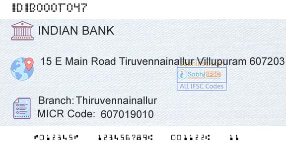 Indian Bank ThiruvennainallurBranch 