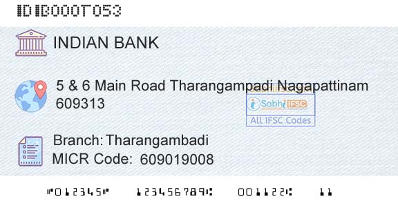 Indian Bank TharangambadiBranch 