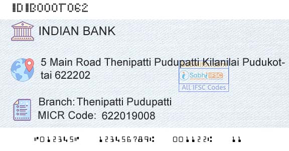 Indian Bank Thenipatti PudupattiBranch 