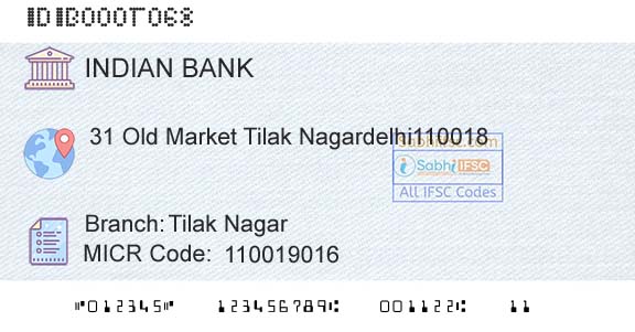 Indian Bank Tilak NagarBranch 