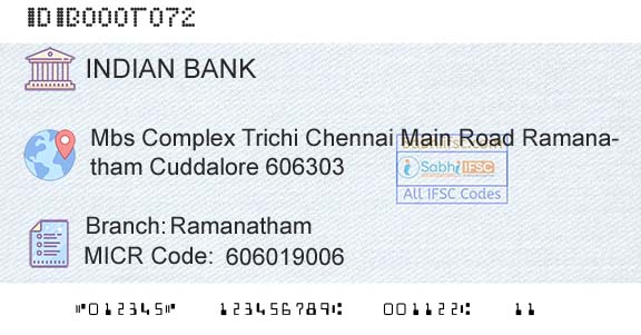 Indian Bank RamanathamBranch 