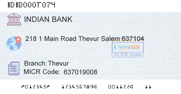 Indian Bank ThevurBranch 