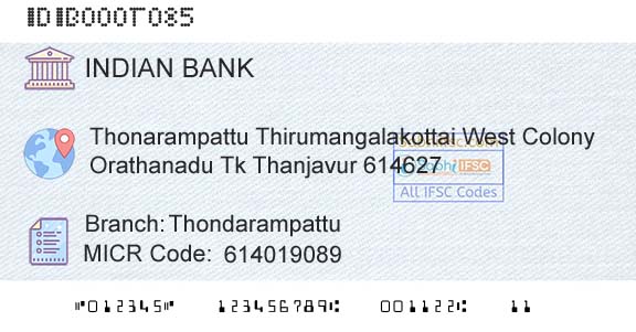 Indian Bank ThondarampattuBranch 