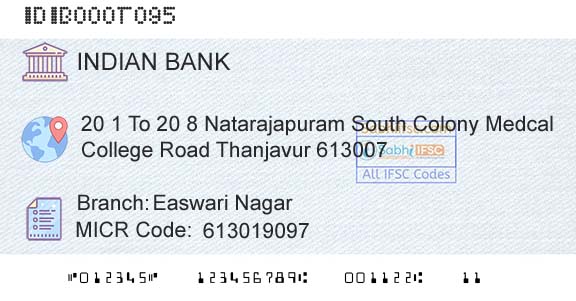Indian Bank Easwari NagarBranch 