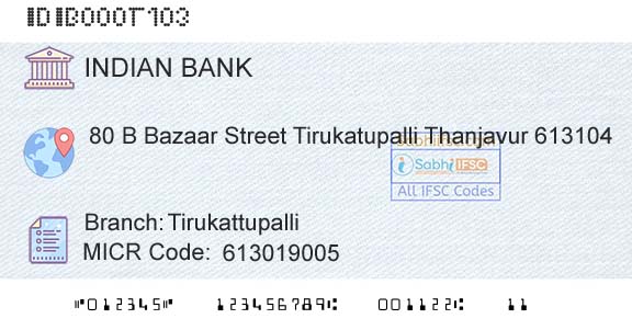 Indian Bank TirukattupalliBranch 