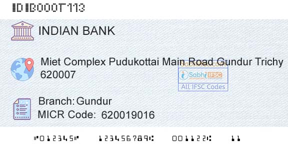 Indian Bank GundurBranch 