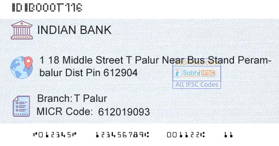 Indian Bank T PalurBranch 
